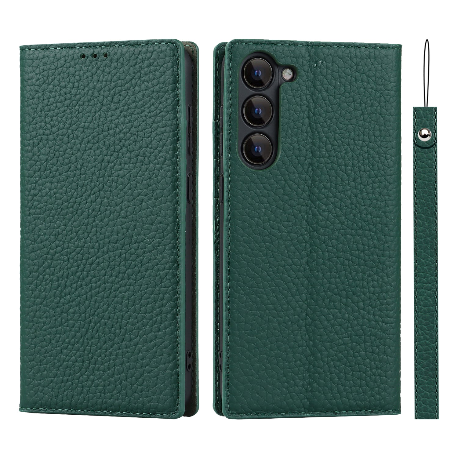 Genuine Leather TPU Flip Cover for Samsung Galaxy S23 Litchi Texture Wallet Stand Phone Protective Case Shell with Hand Strap Genuine Leather TPU Flip Cover for Samsung Galaxy S23 Litchi Texture Wallet Stand Phone Protective Case Shell with Hand Strap